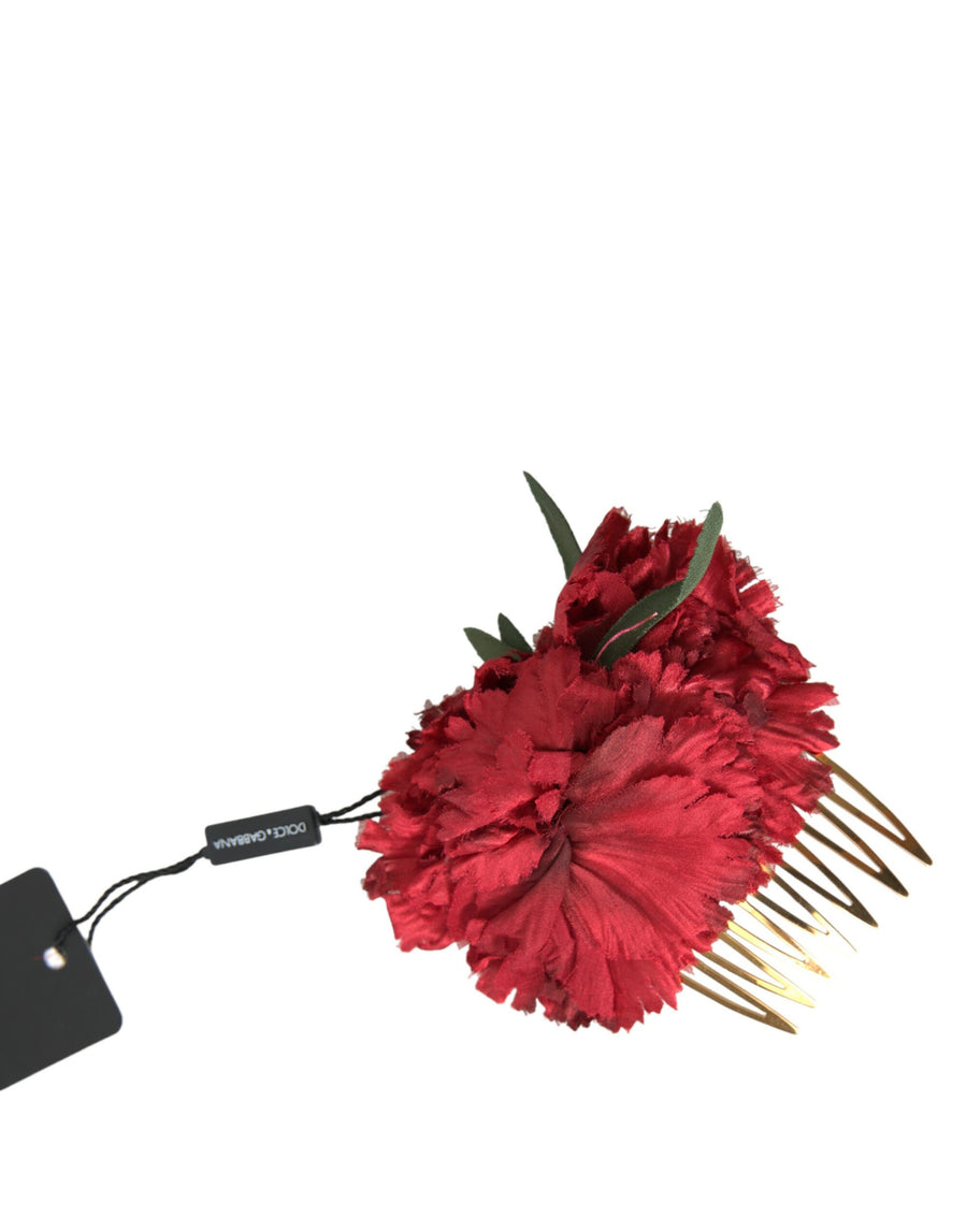 Dolce & Gabbana 60% Silk 40% Brass hair comb in red
