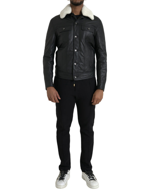 Dolce & Gabbana 100% Lambskin Leather jacket in black