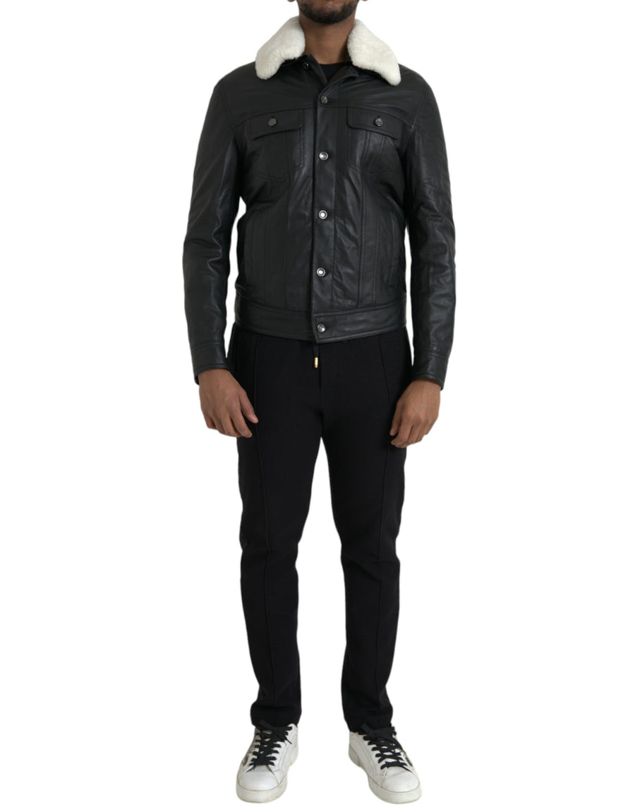 Dolce & Gabbana 100% Lambskin Leather jacket in black