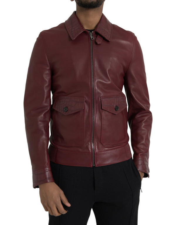 Dolce & Gabbana 85% Lambskin Leather jacket in maroon