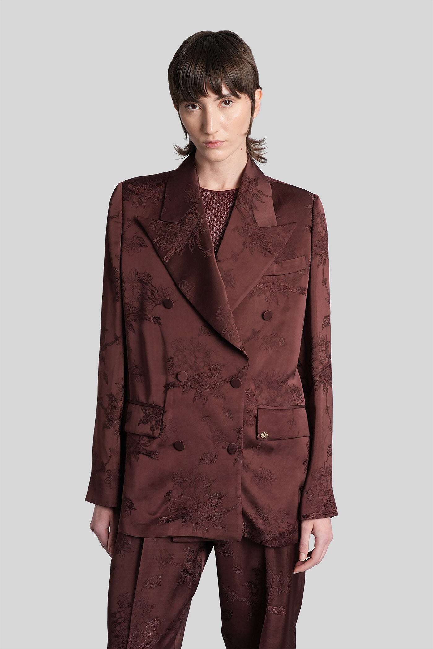 Blazer Bordeaux Viscose Abbigliamento