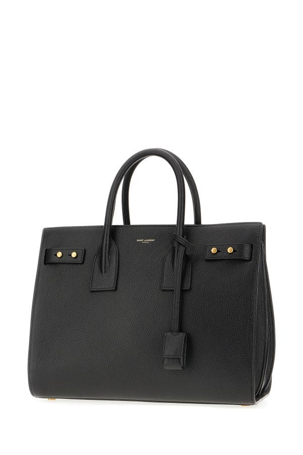 Black Calf Leather Sac De Jour Handbag Bag
