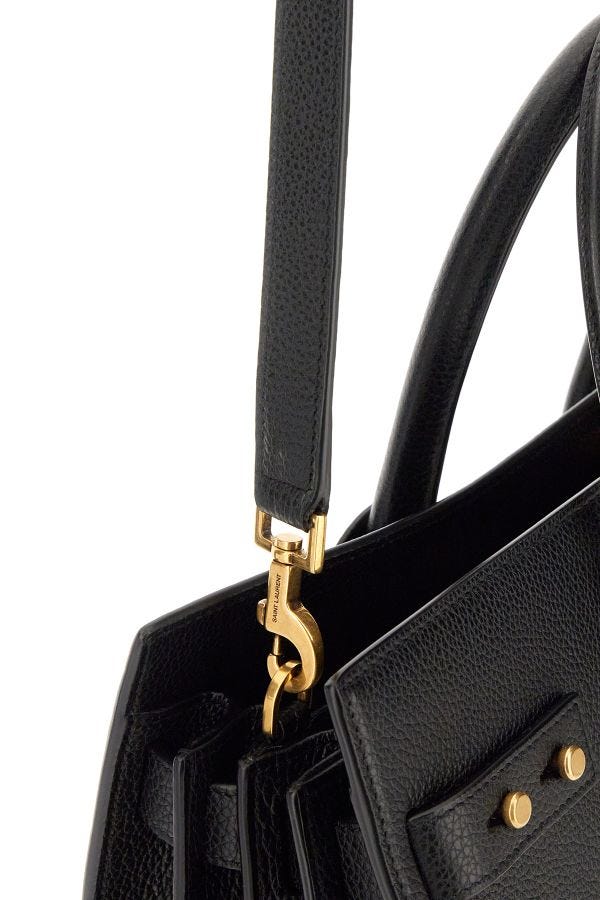 Black Calf Leather Sac De Jour Handbag Bag