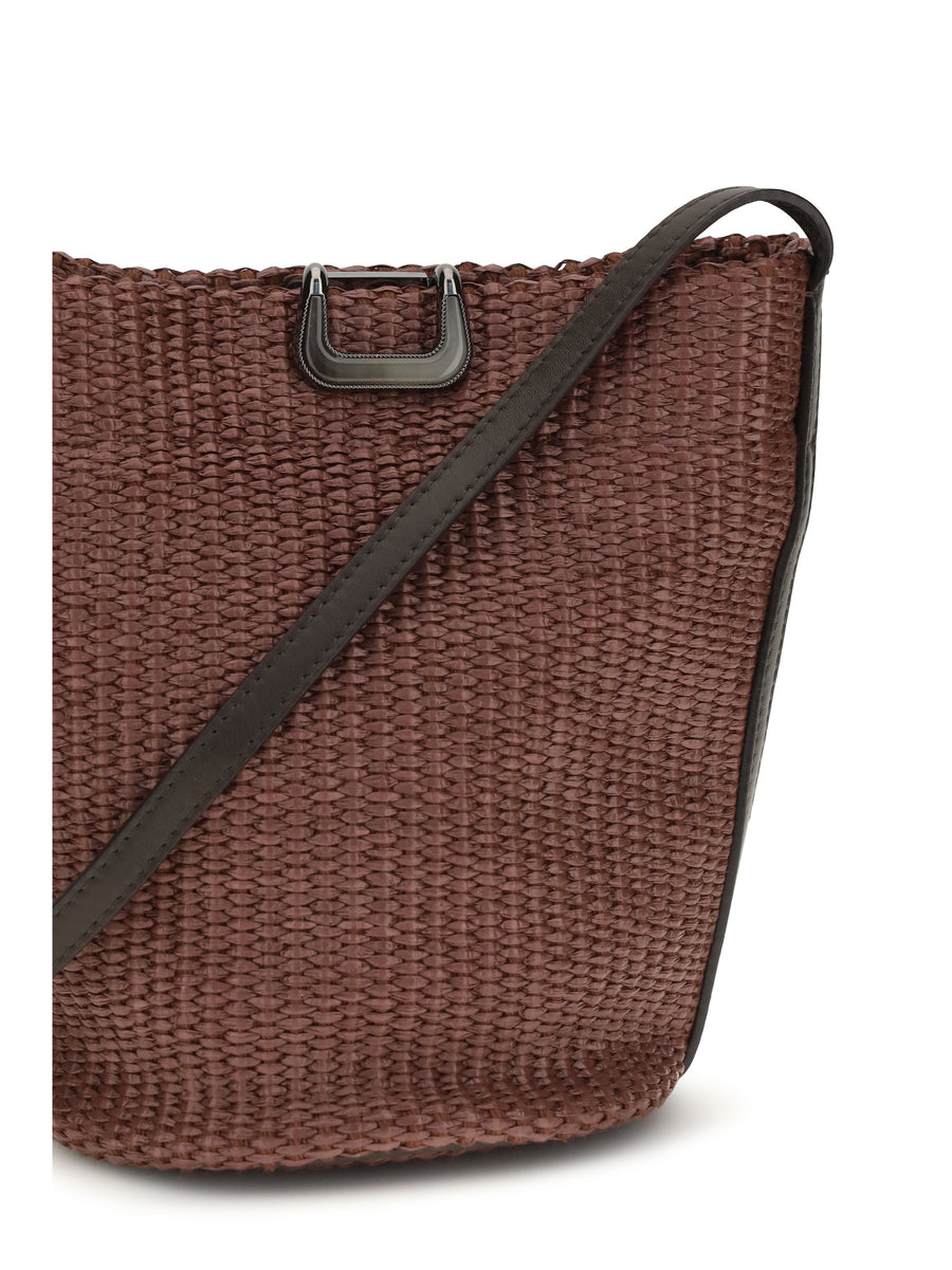 Bucket Bag Sartorial Small Raffia Garnet Cotton
