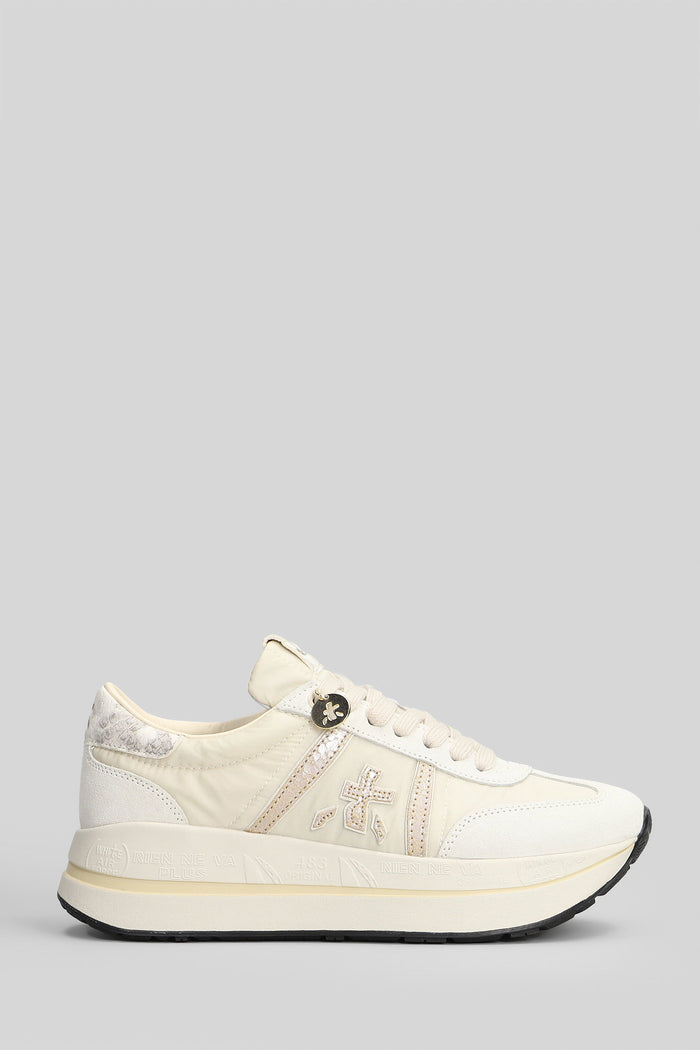 Bethcoin Sneakers Beige Suede And Fabric Scarpe