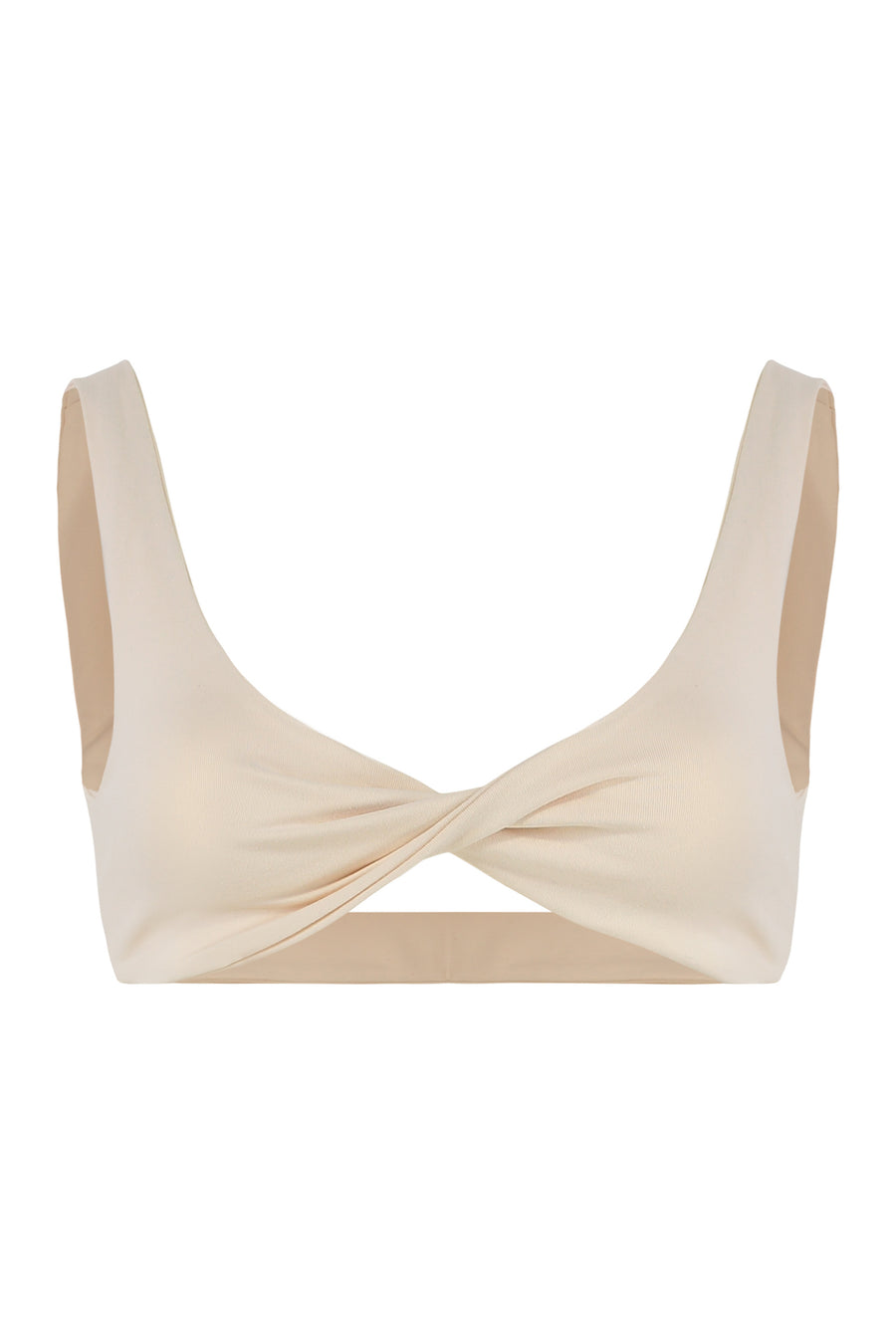 Cropped Sleeveless Top With Crossover Design Panna Polyamide Tops
