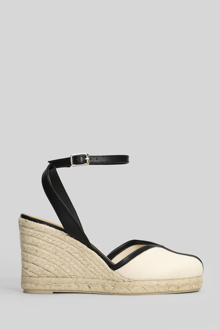 Cecilia-8-292 Wedges Beige Canvas Scarpe