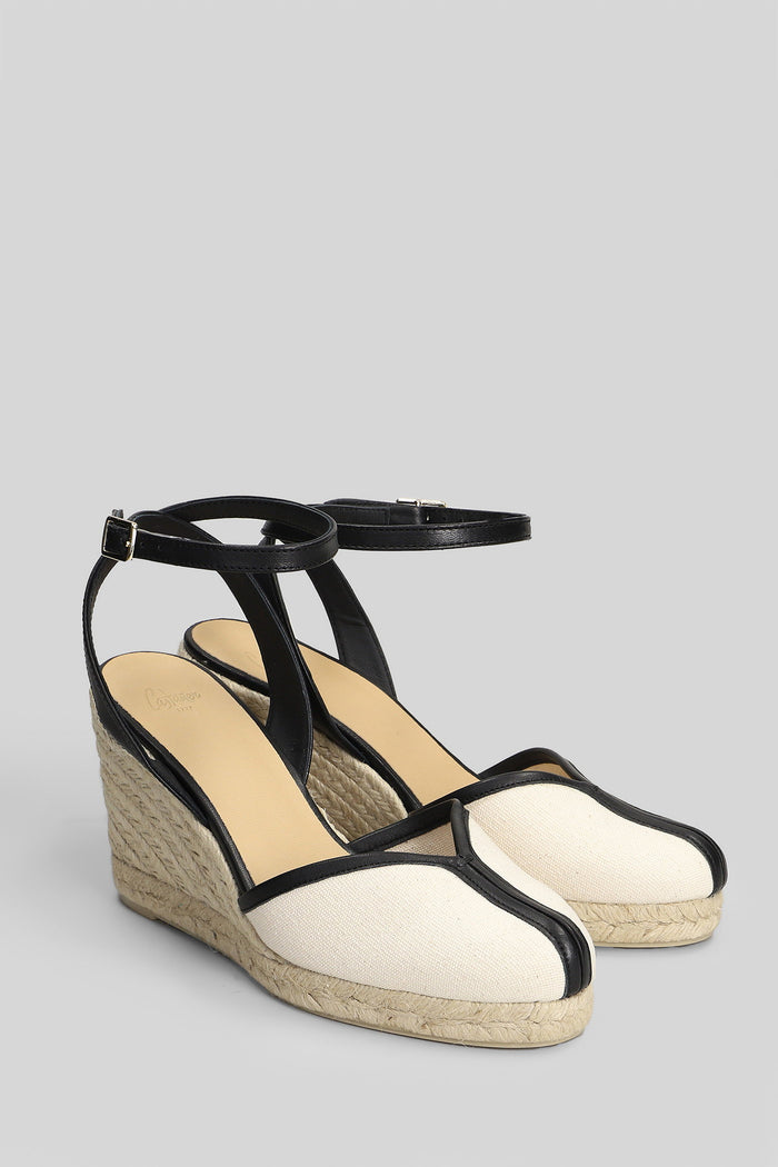 Cecilia-8-292 Wedges Beige Canvas Scarpe