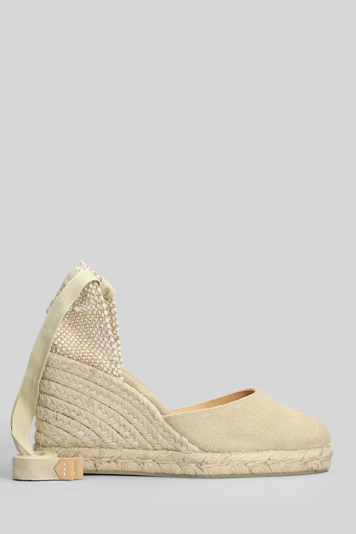 Carina-8-002 Wedges Taupe Canvas Scarpe