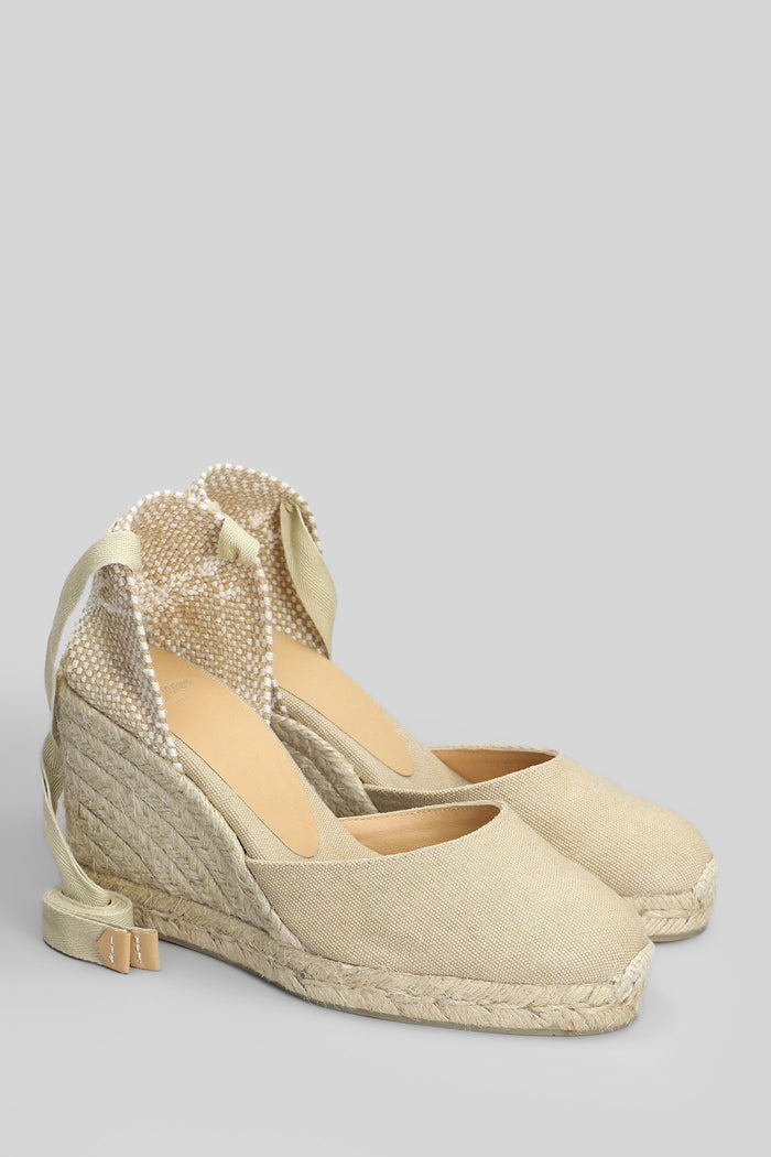 Carina-8-002 Wedges Taupe Canvas Scarpe
