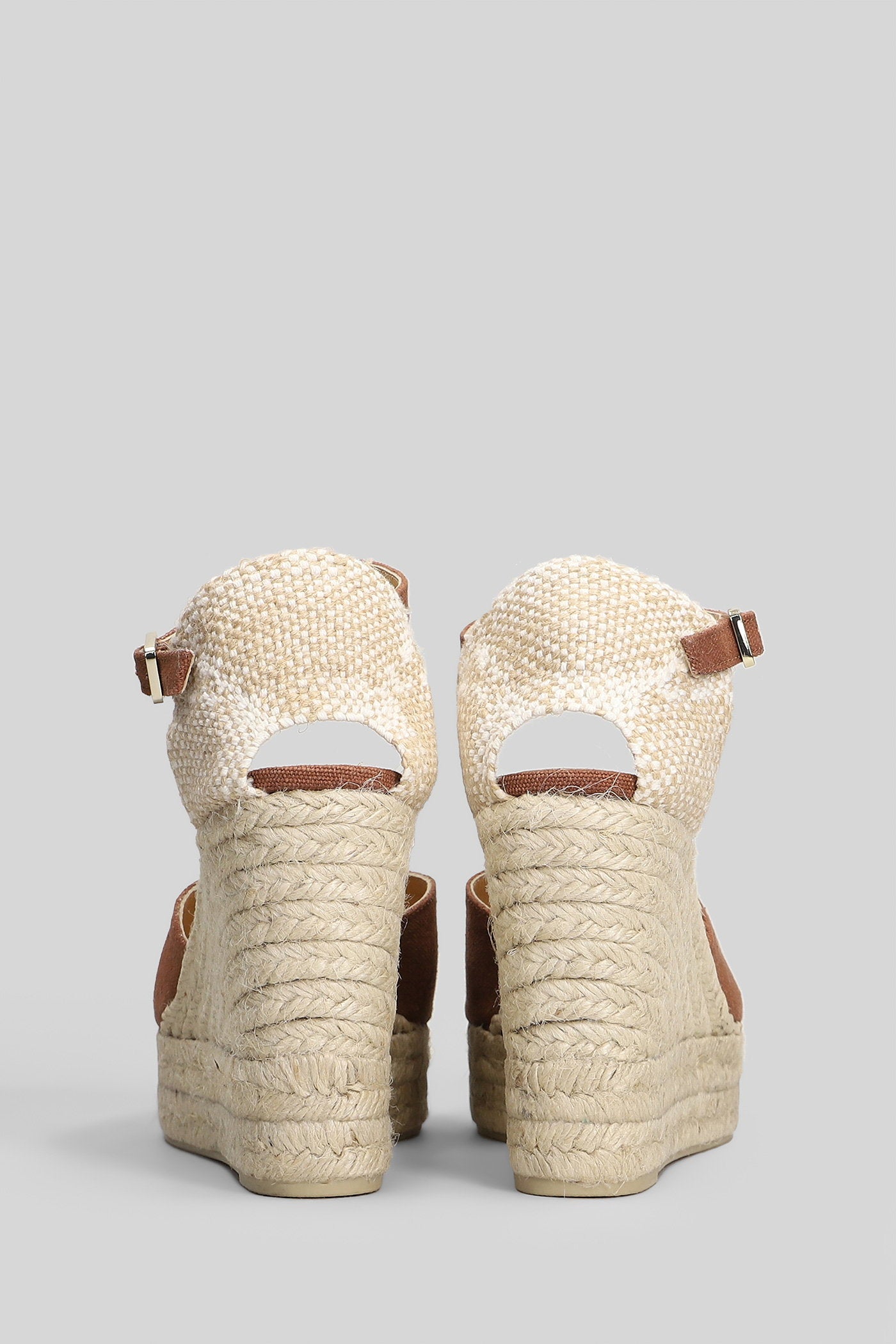 Bianca-8ed-002 Wedges Brown Canvas Scarpe