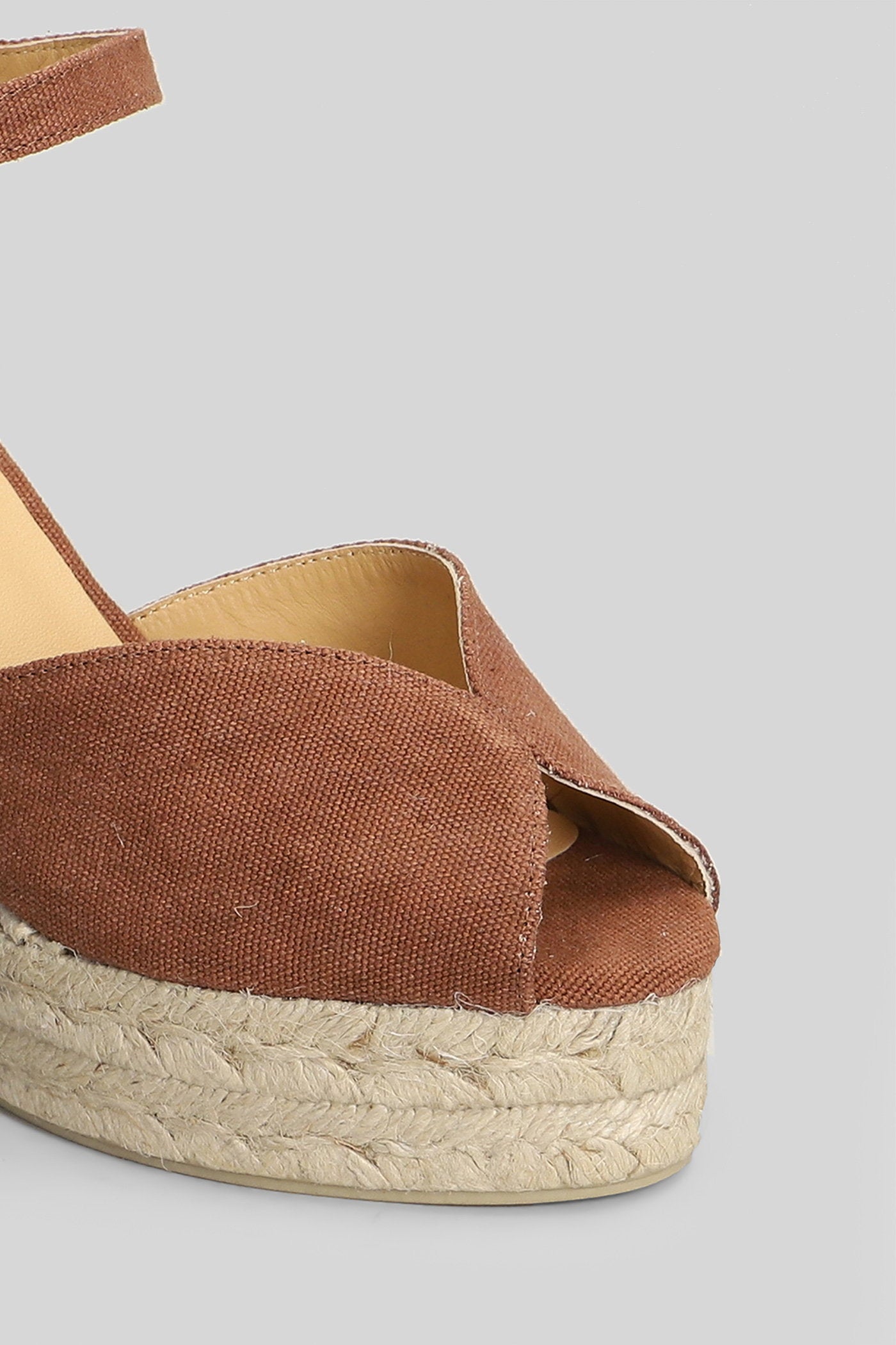 Bianca-8ed-002 Wedges Brown Canvas Scarpe