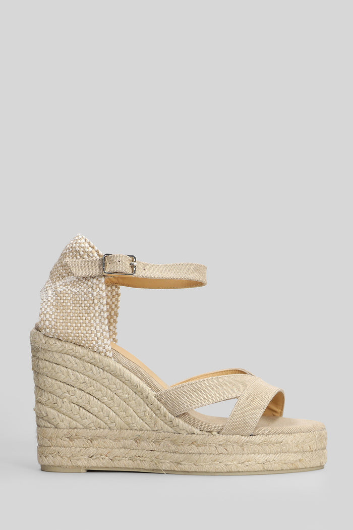 Bruna-8ed-002 Wedges Taupe Canvas Scarpe