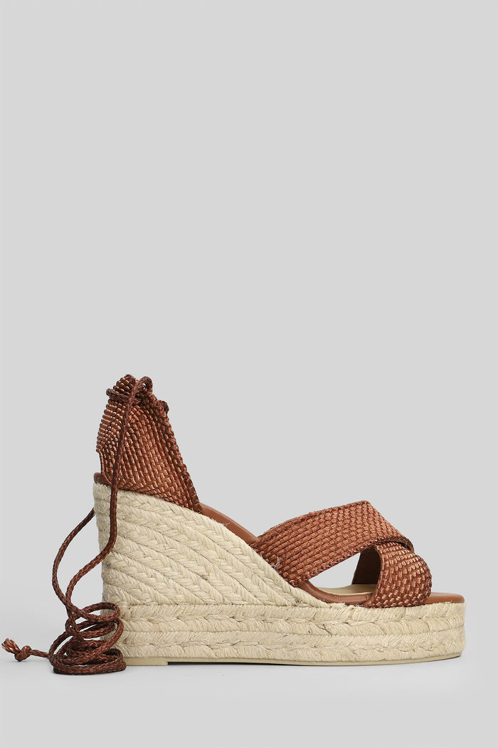 Becca-8ed-298 Wedges Brown Fabric Scarpe