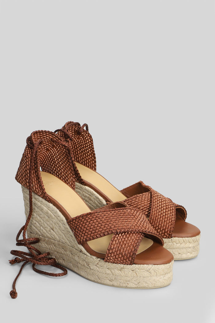 Becca-8ed-298 Wedges Brown Fabric Scarpe