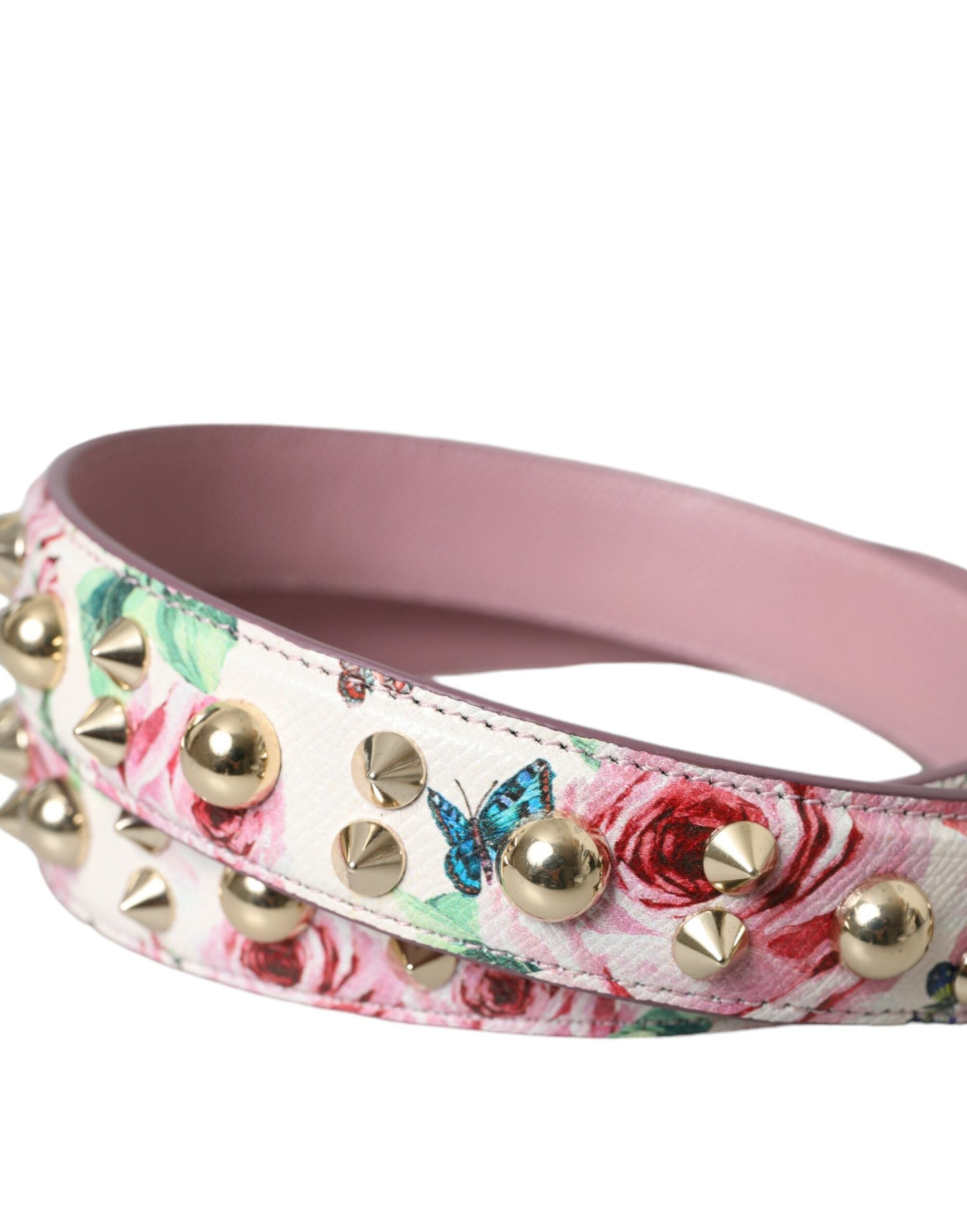 Pink Floral Handbag Accessory Shoulder Strap Calf Leather Bag