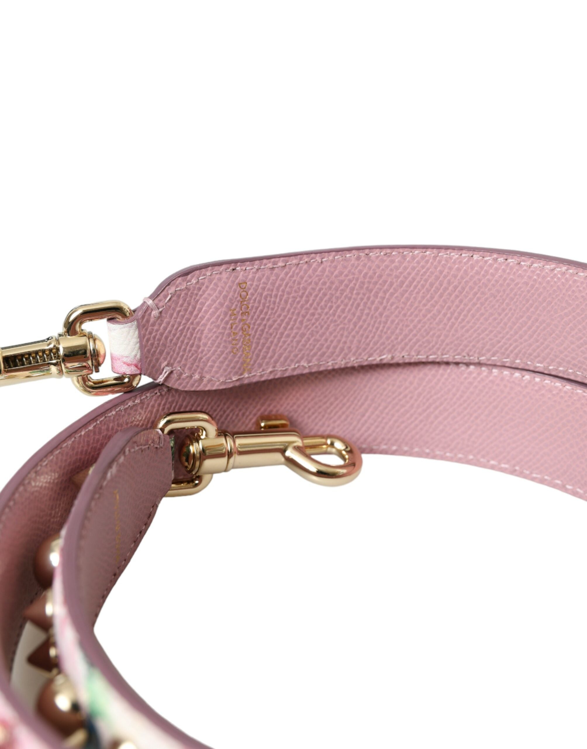 Pink Floral Handbag Accessory Shoulder Strap Calf Leather Bag