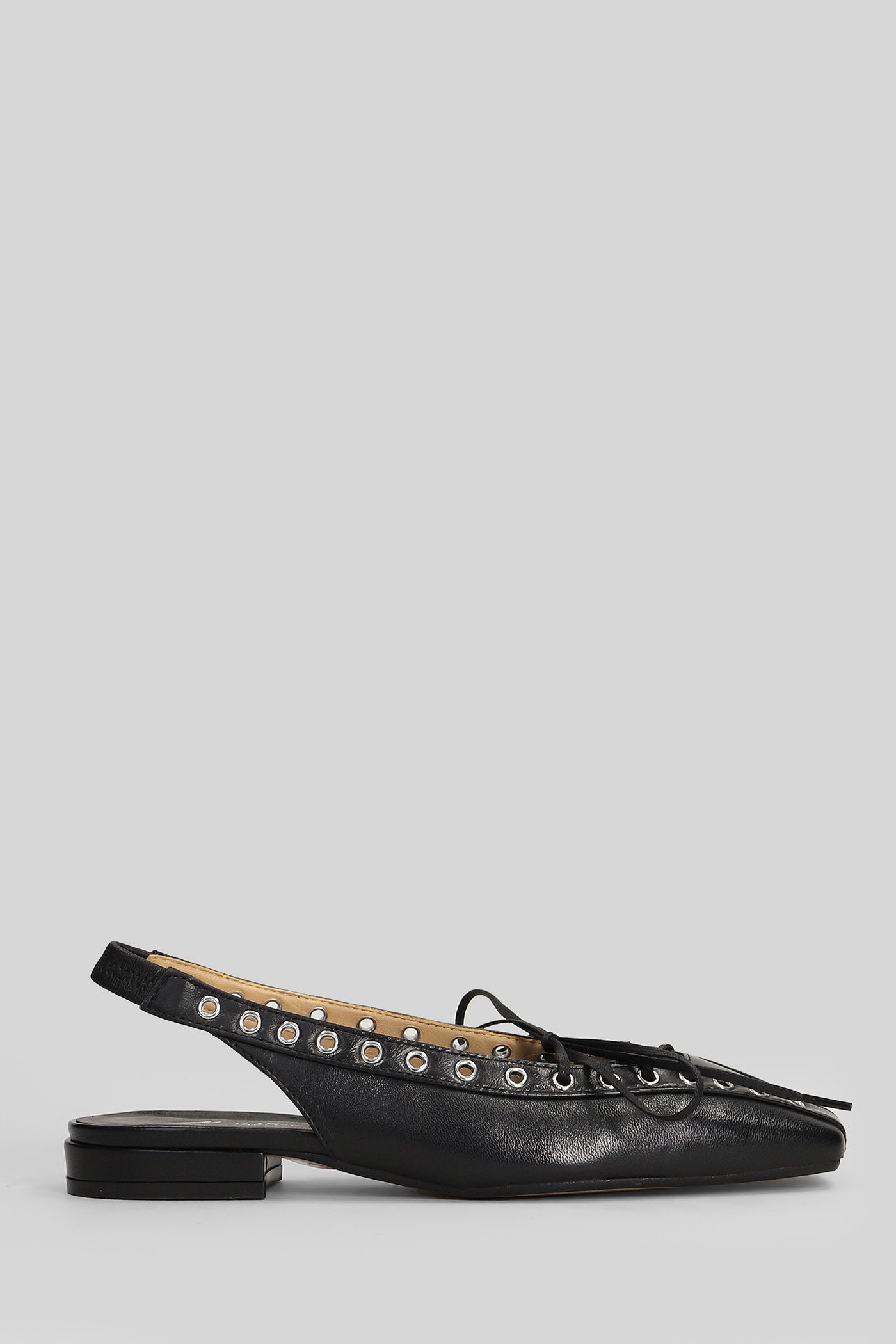 Ballet Flats Black Leather Scarpe