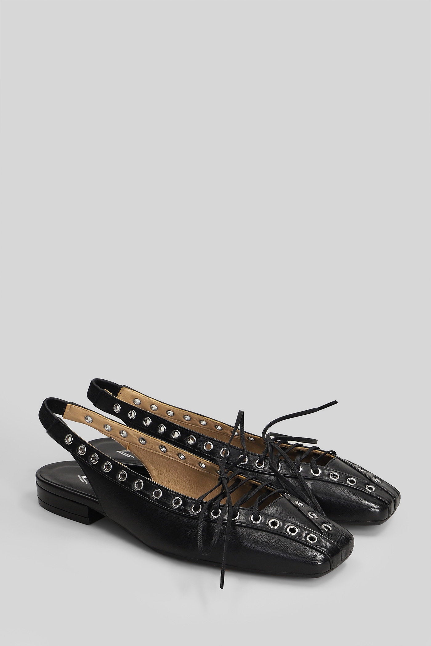 Ballet Flats Black Leather Scarpe