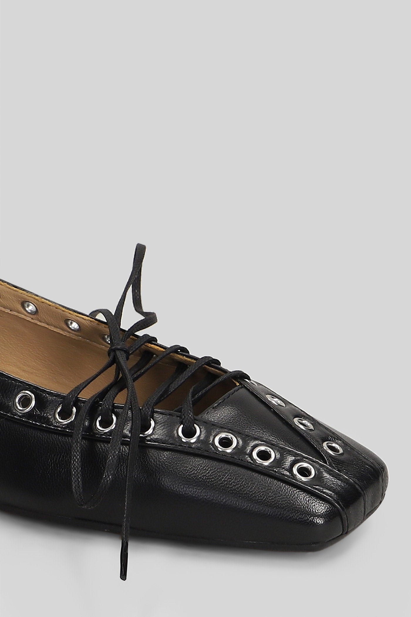 Ballet Flats Black Leather Scarpe
