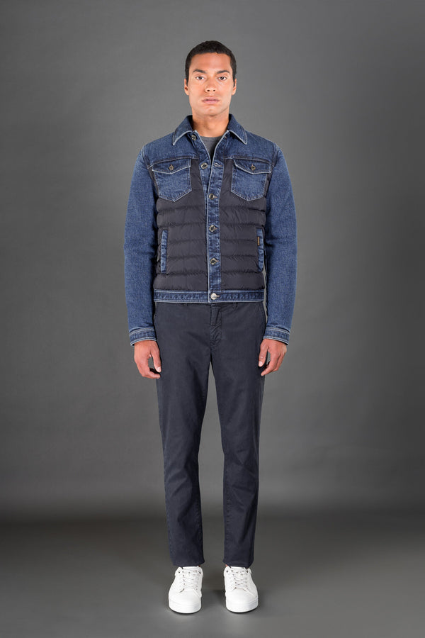 Moorer Mens Blue Denim And Quilted Jacket