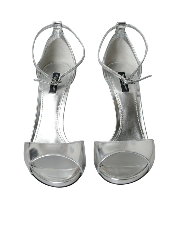 Dolce & Gabbana Leather heel sandal in silver