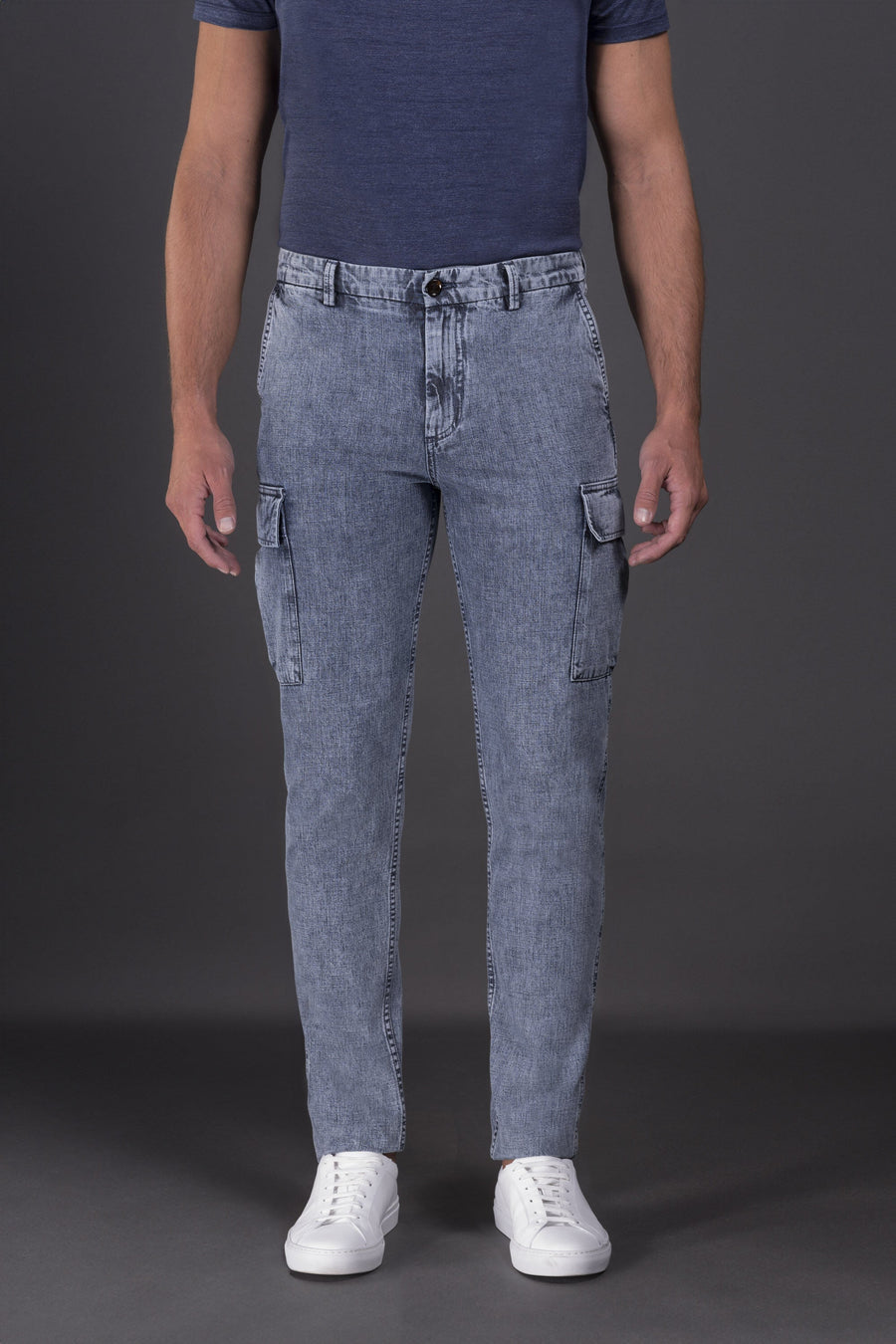 Moorer Mens Light Blue Cargo Trousers