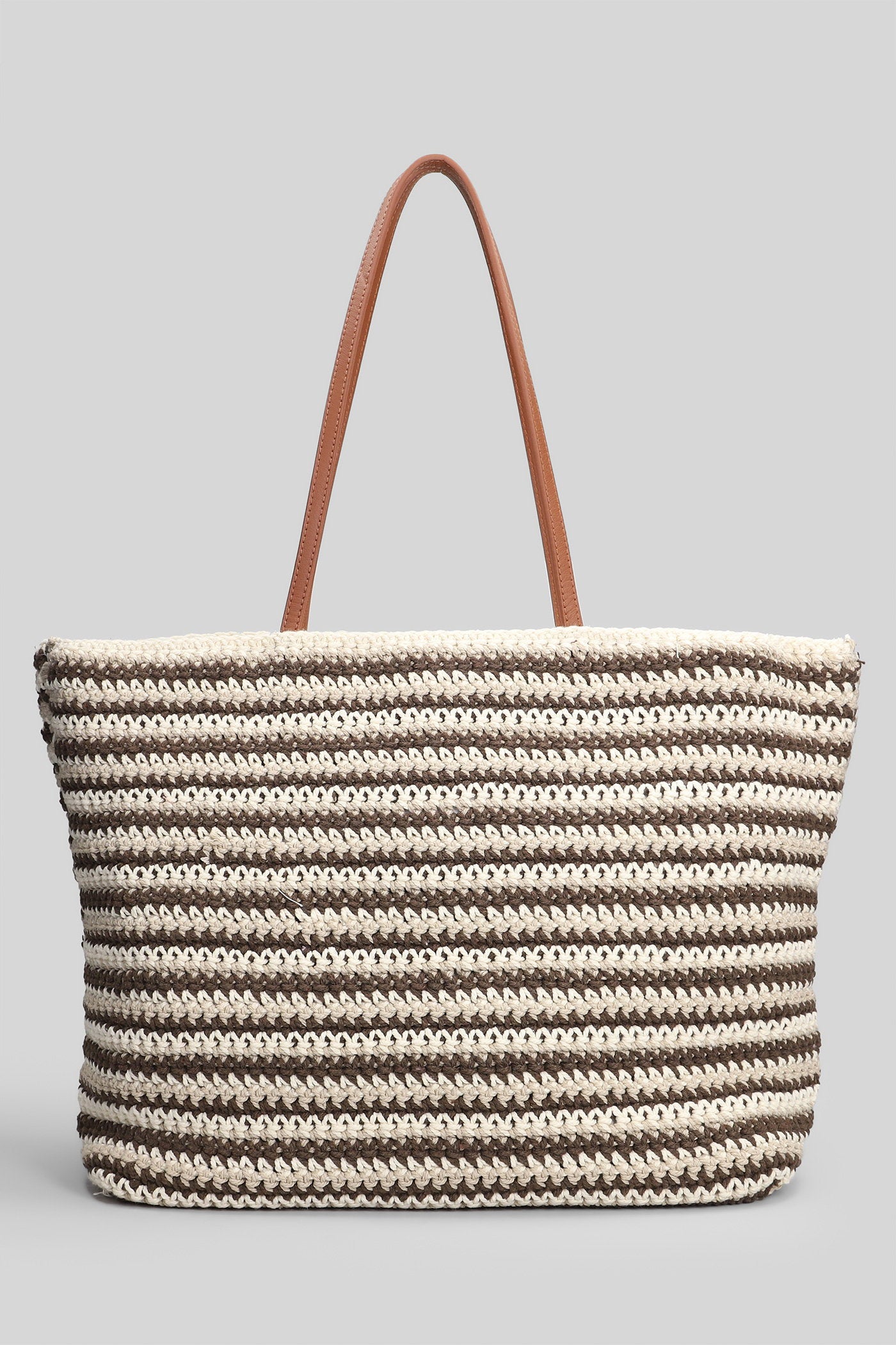 Crochet Tote Brown Canvas Borse