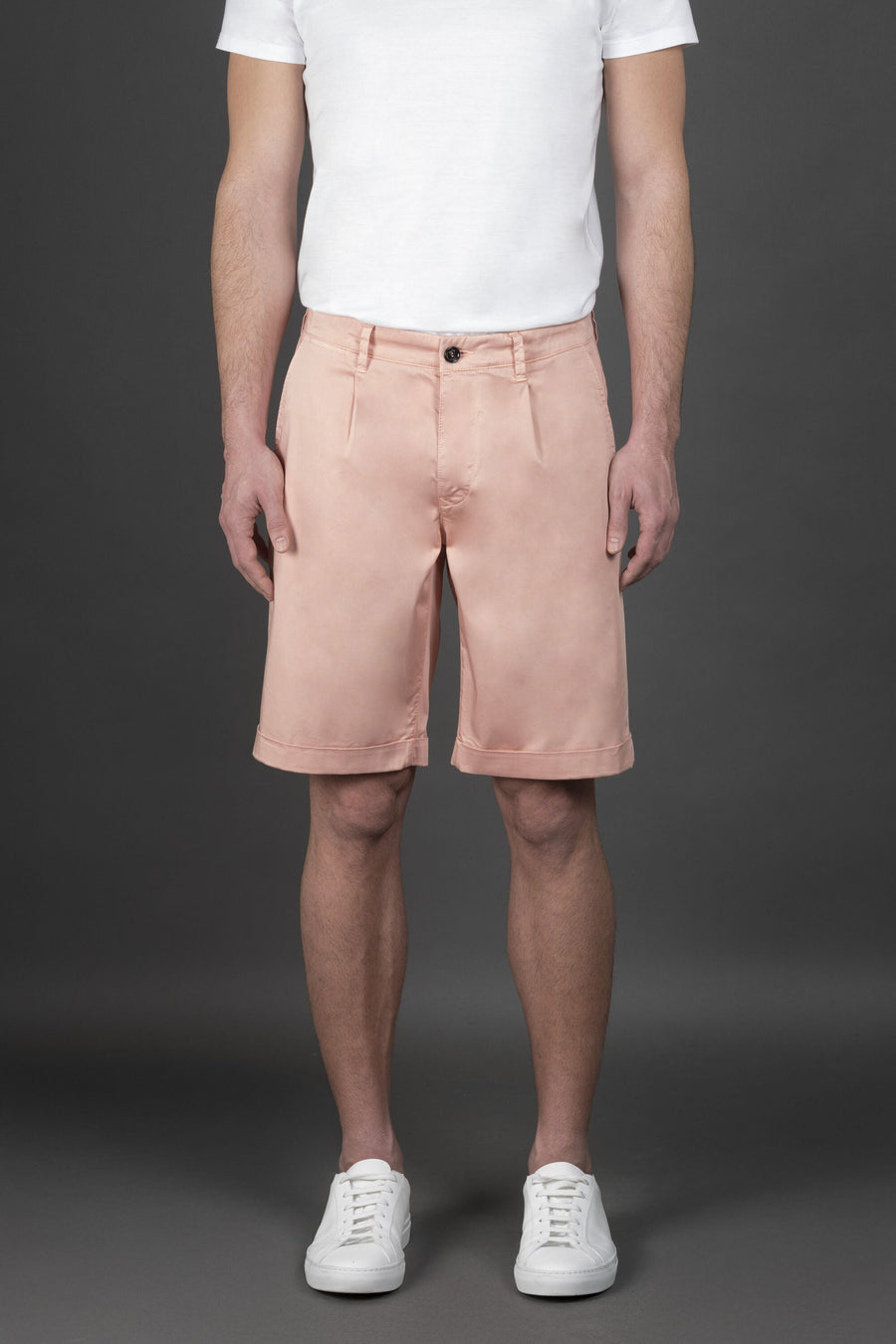 Moorer Mens Light Pink Tailored Shorts Rose