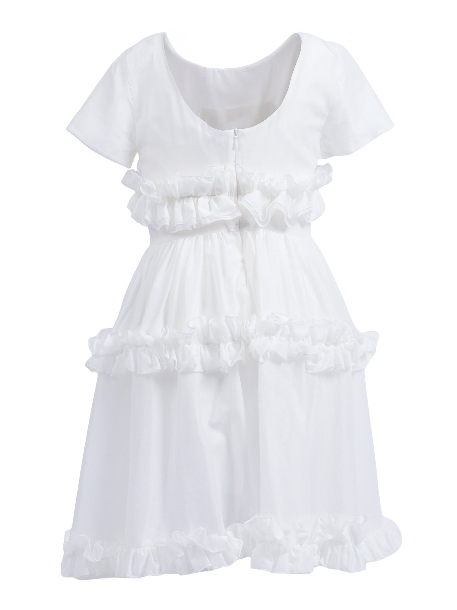 COTTON MUSLIN DRESS WITH ROUCHES Panna Lyocell Lining