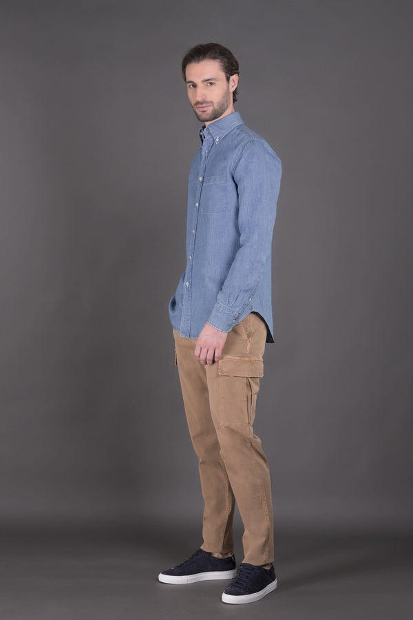 Moorer Mens Light Blue Button Down Shirt