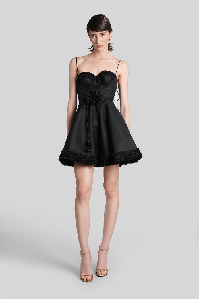 Mini Dress Black Linen Abbigliamento