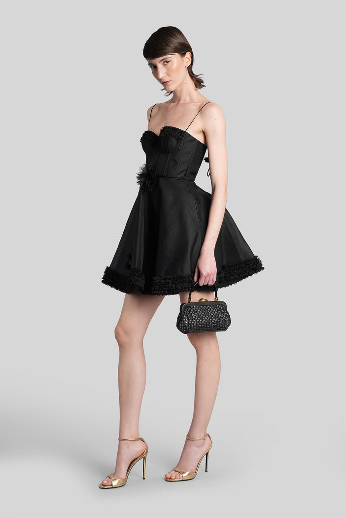 Mini Dress Black Linen Abbigliamento