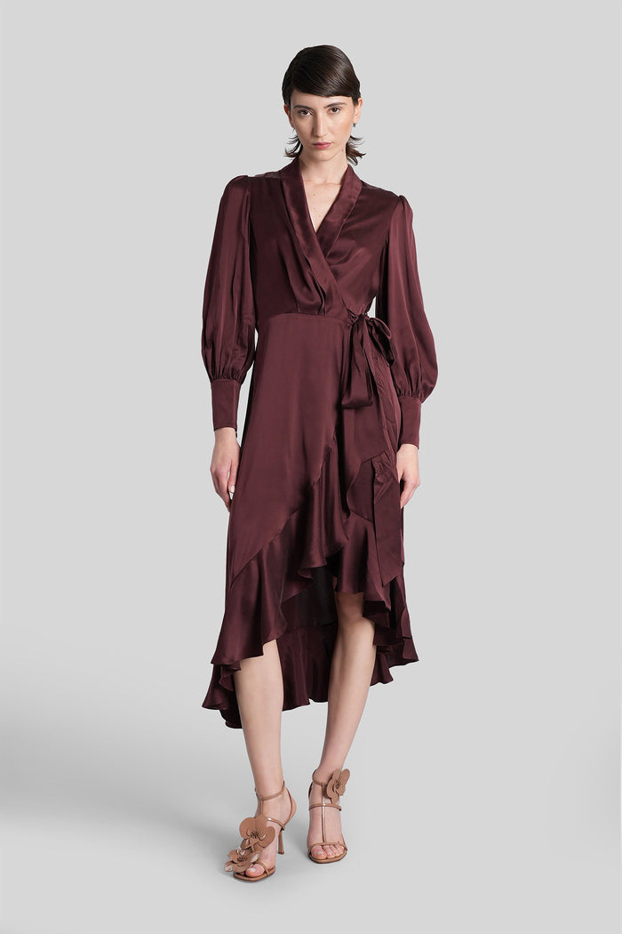 Long Dress Bordeaux Silk Abbigliamento