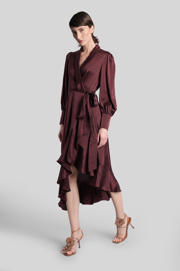 Long Dress Bordeaux Silk Abbigliamento