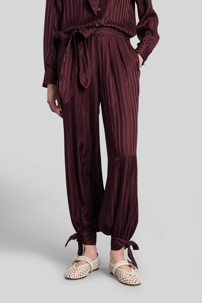 Pants Bordeaux Silk Abbigliamento