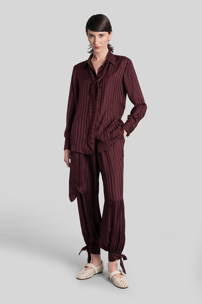 Pants Bordeaux Silk Abbigliamento