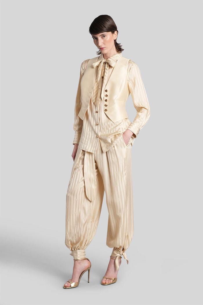 Pants Beige Silk Abbigliamento