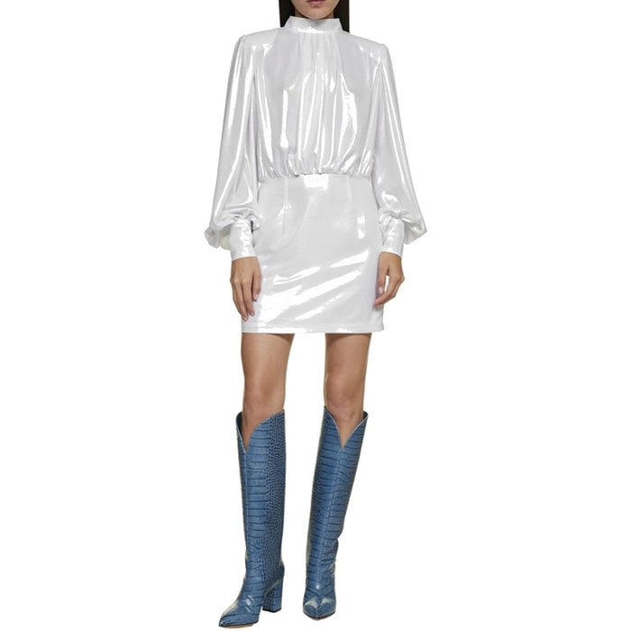 Blanca Vita Abelia Laminated Mini Dress White Polyester