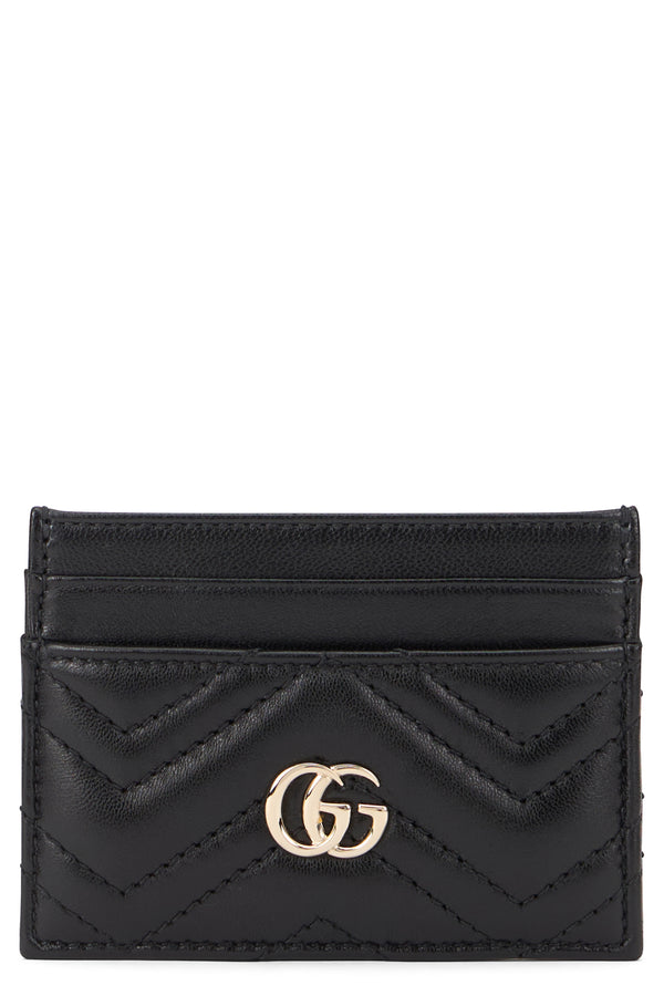 Card Holder Gg Marmont Black Calf Leather Skin Wallets & Purses