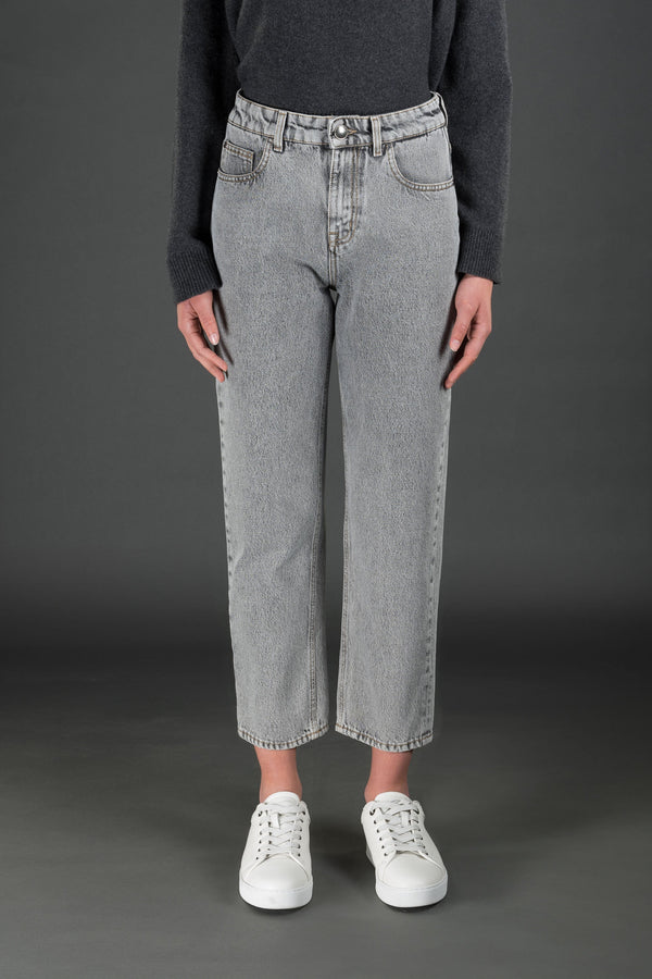 Moorer Womens Light Grey Straight Trousers Black