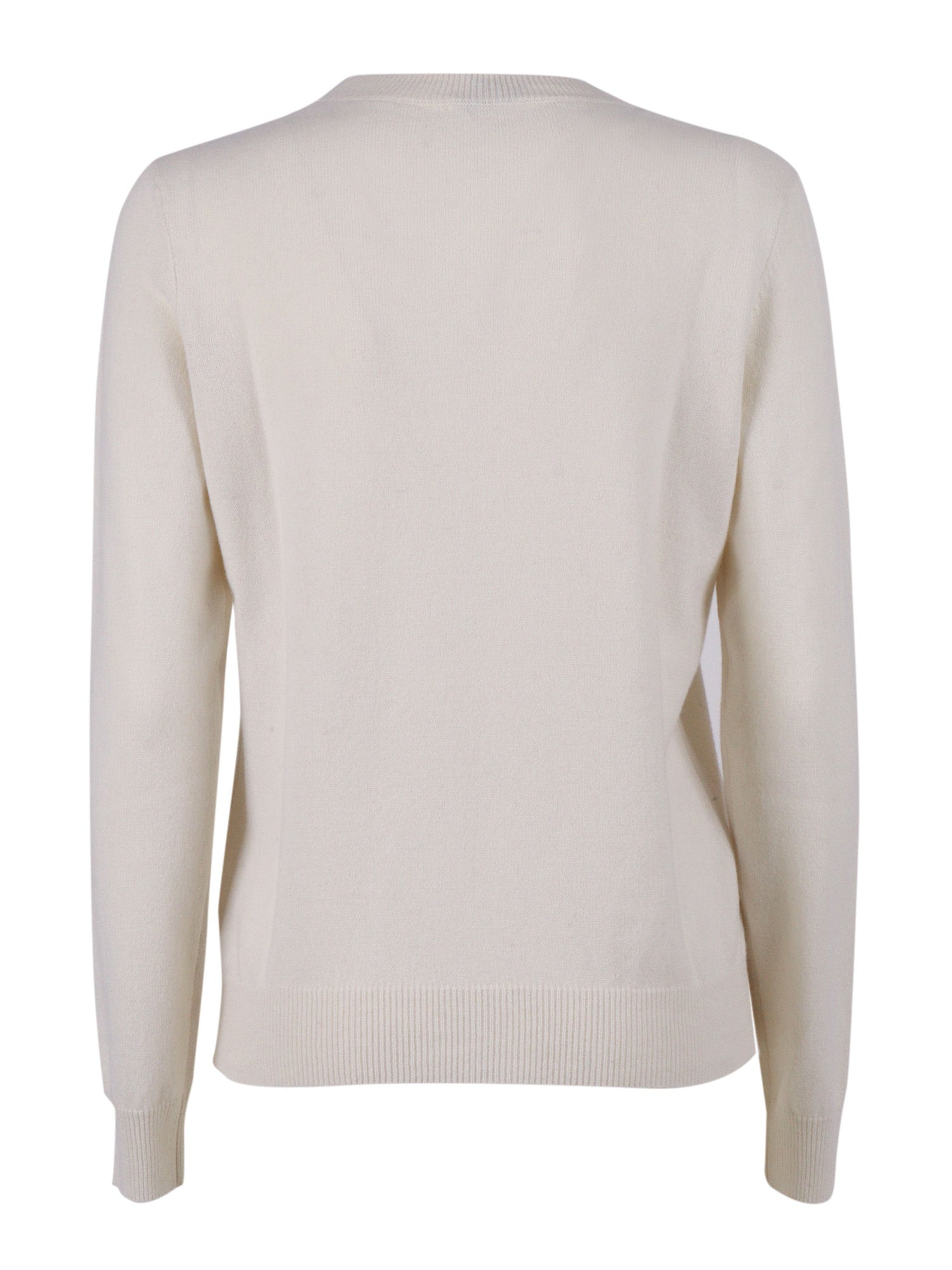 Knitted Sweater White Virgin Wool Silk Cashmere Crewneck