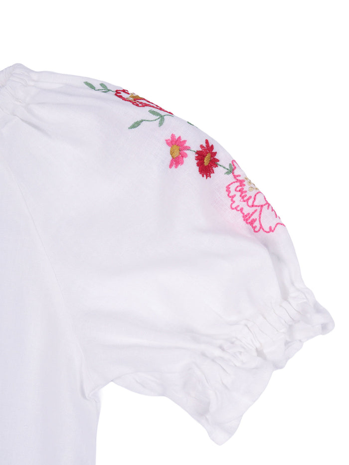 Mini Carola Dress White Linen Cotton Midi