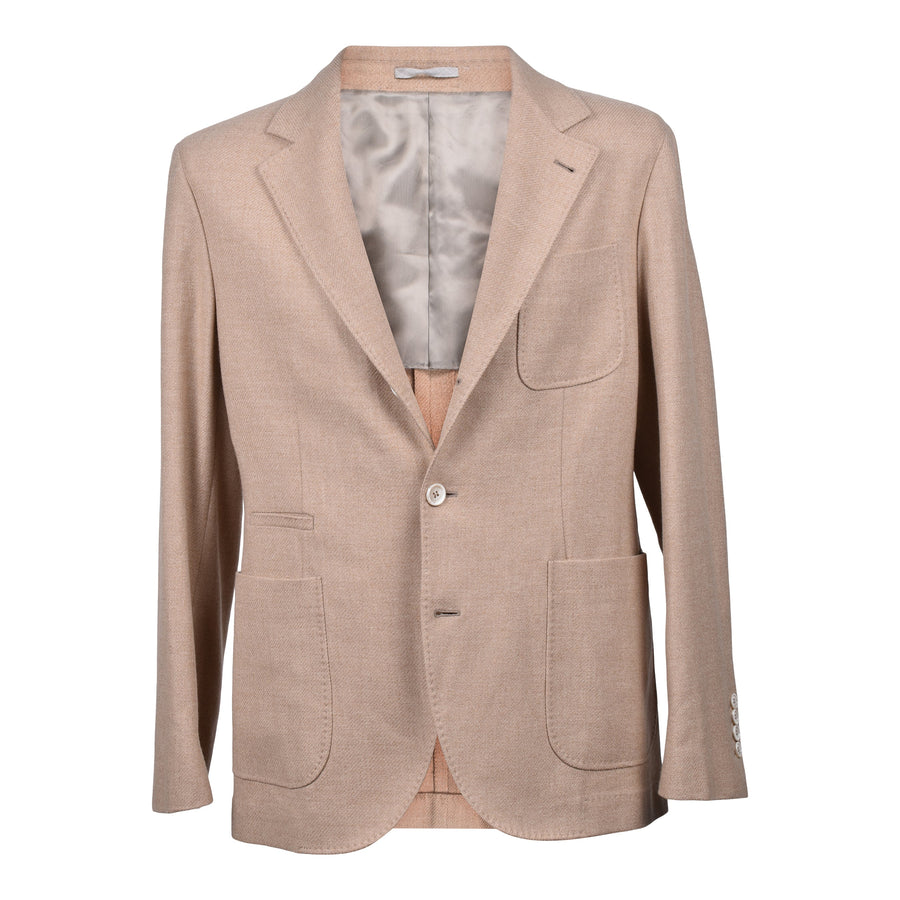 Brunello Cucinelli Mens Sand Wool Blend Deconstructed Jacket Neutrals Clothing