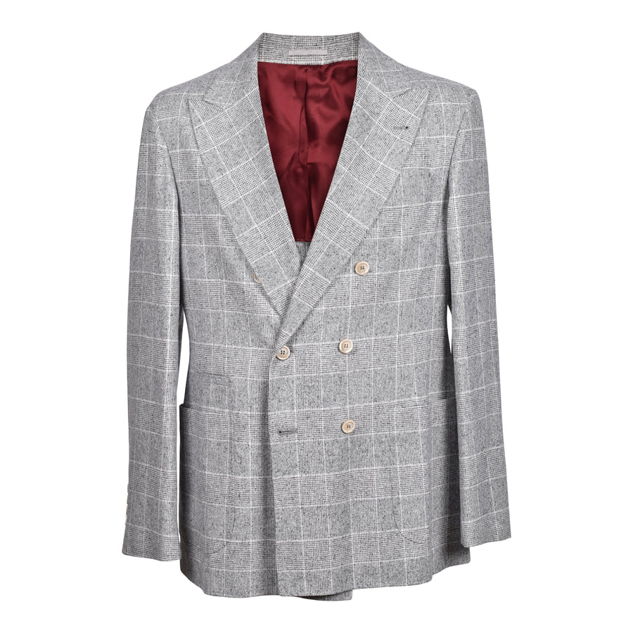 Brunello Cucinelli Mens Grey Wool Double Breasted Blazer One Color Clothing