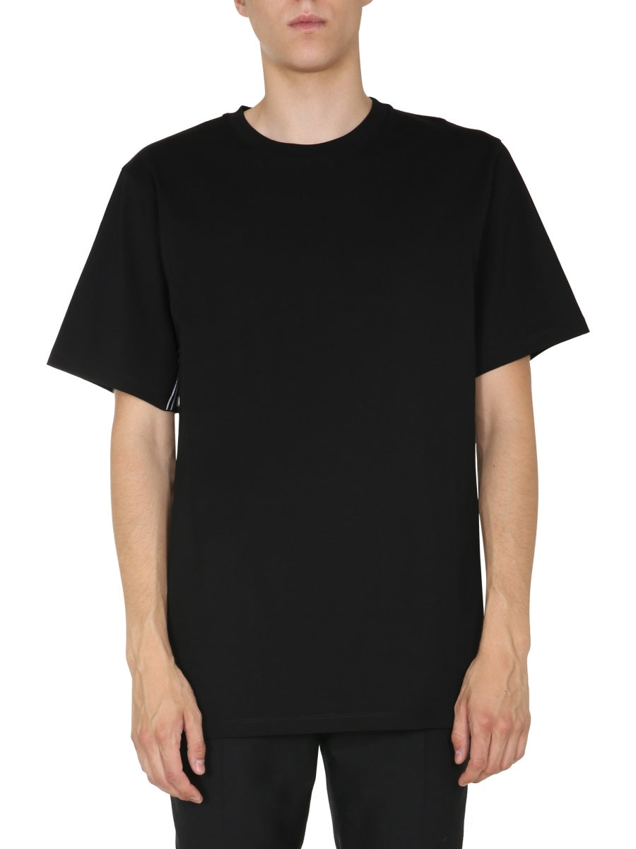 Round Neck T-Shirt With Side Band Black Cotton T-shirts