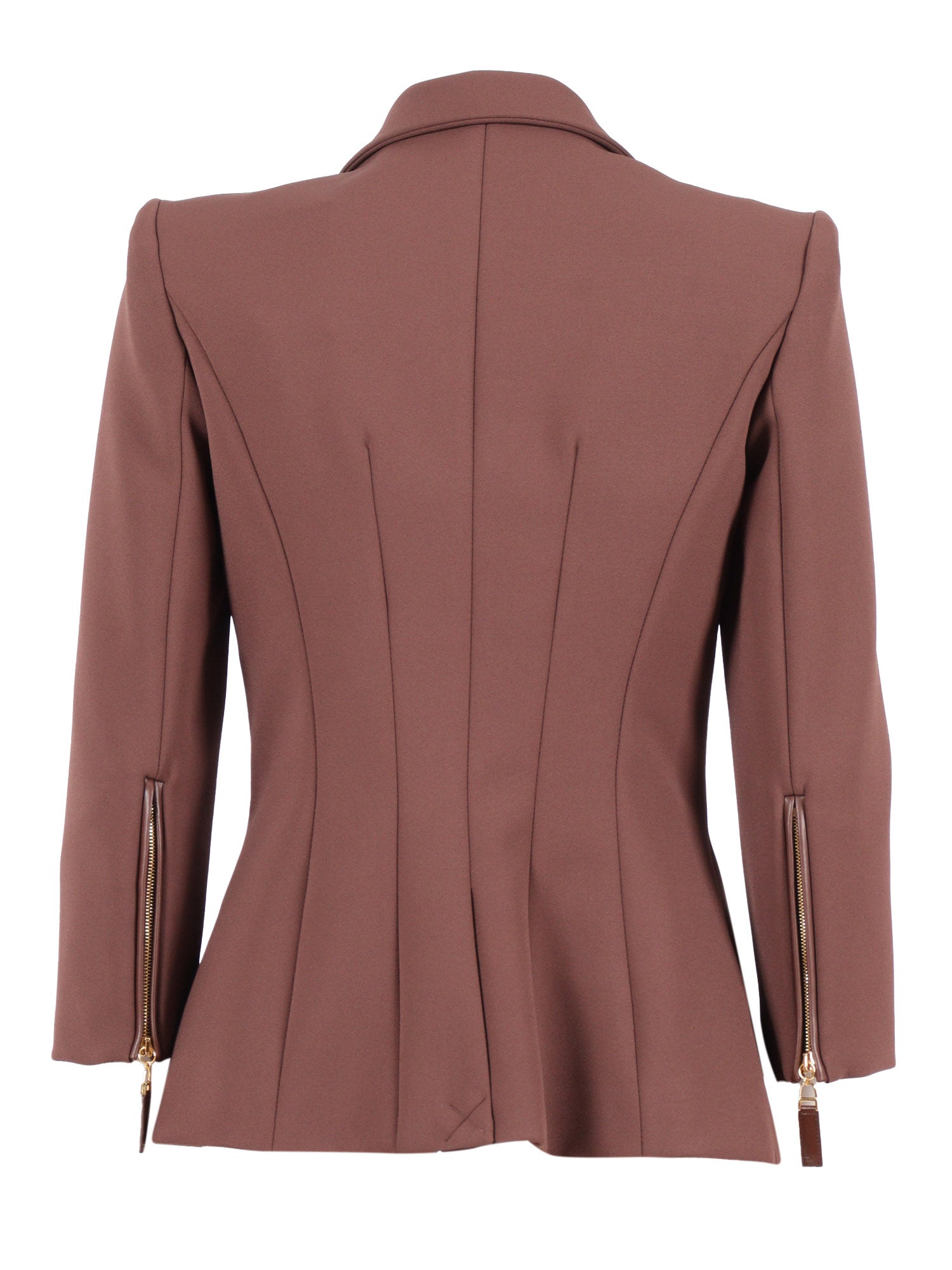 Womens Jacket Brown Polyester Elastane