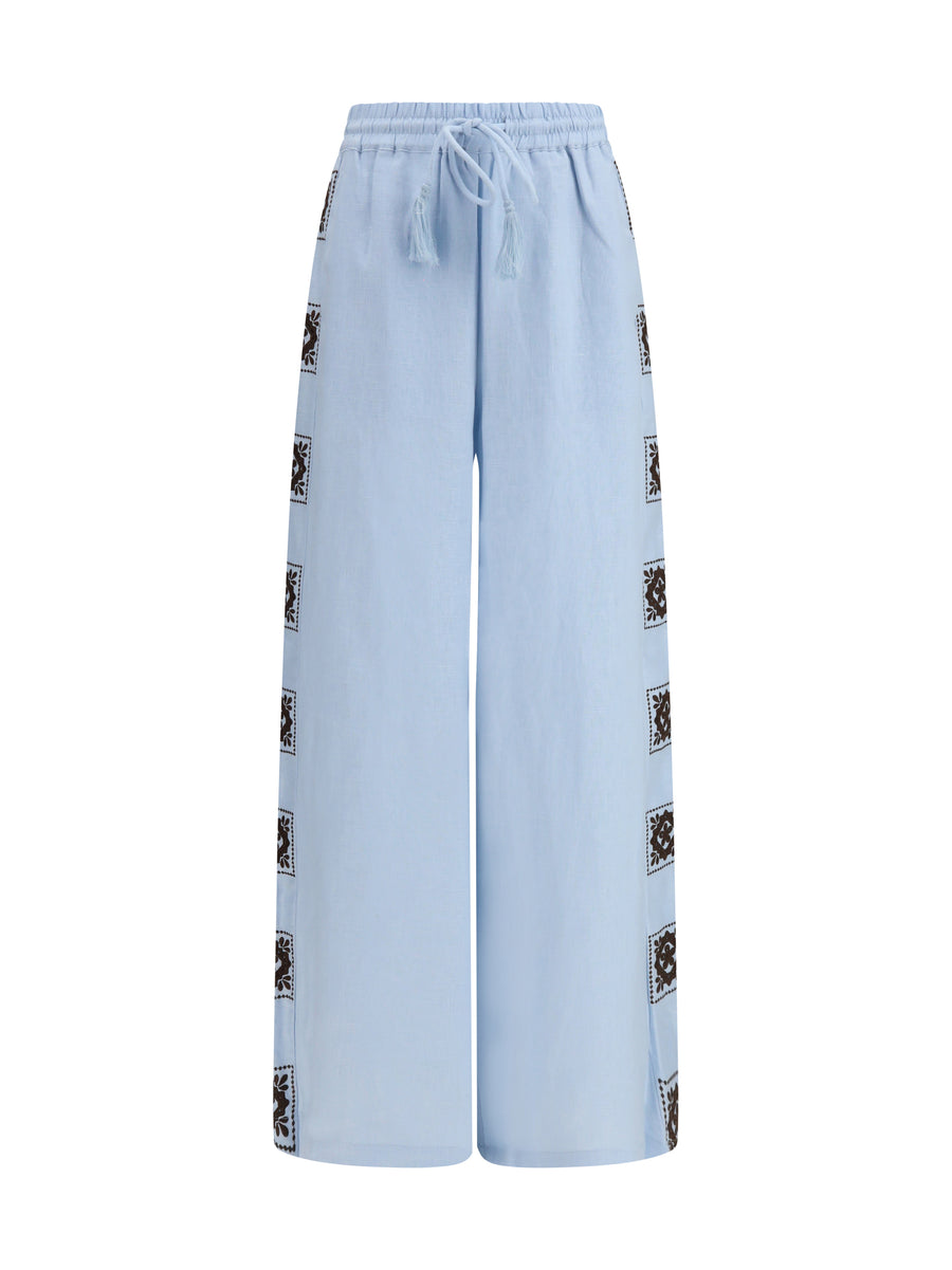 Alemais 100% Linen trousers in blue