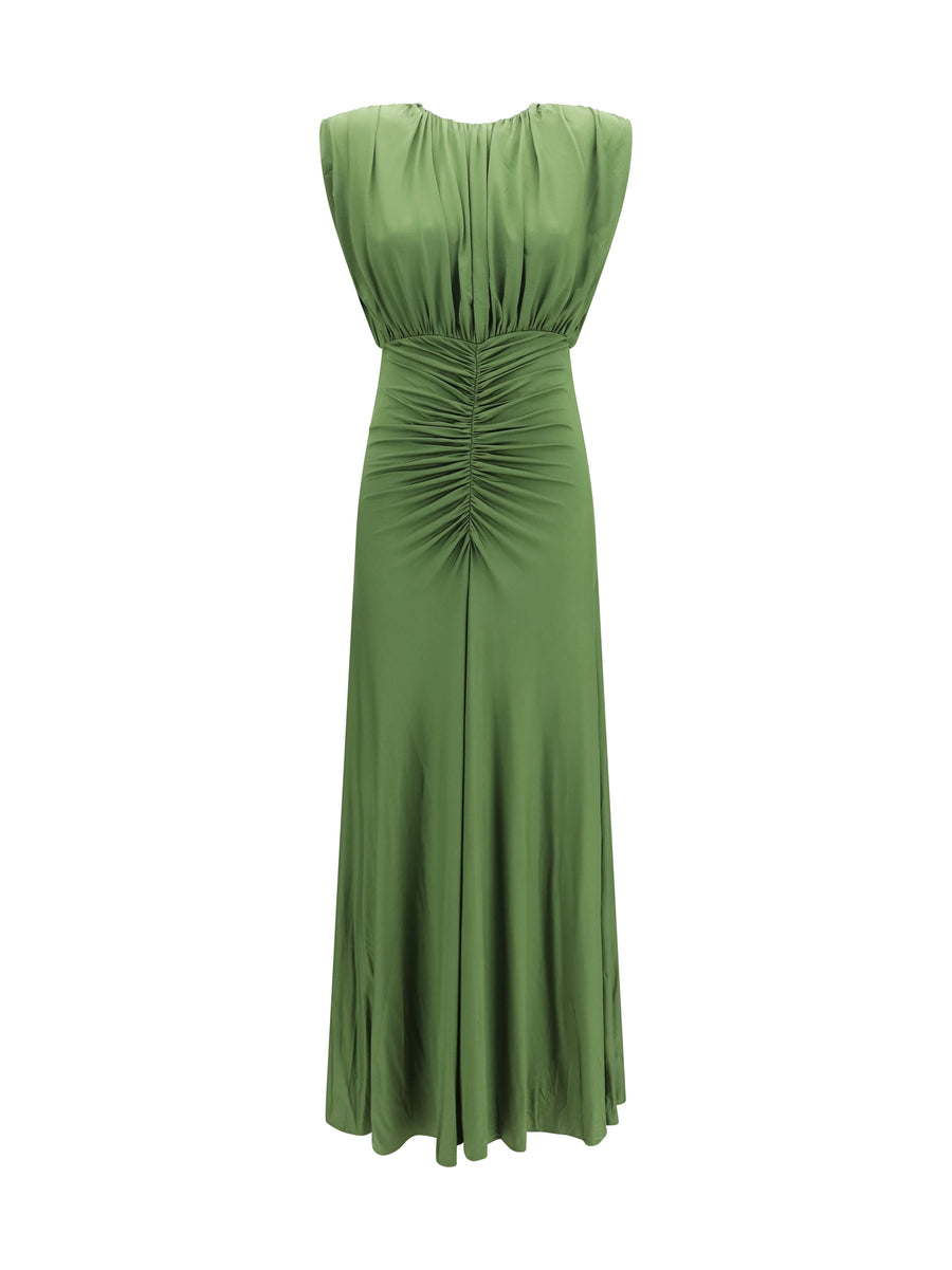 Maxi Dress Jersey Gathered Green Viscose