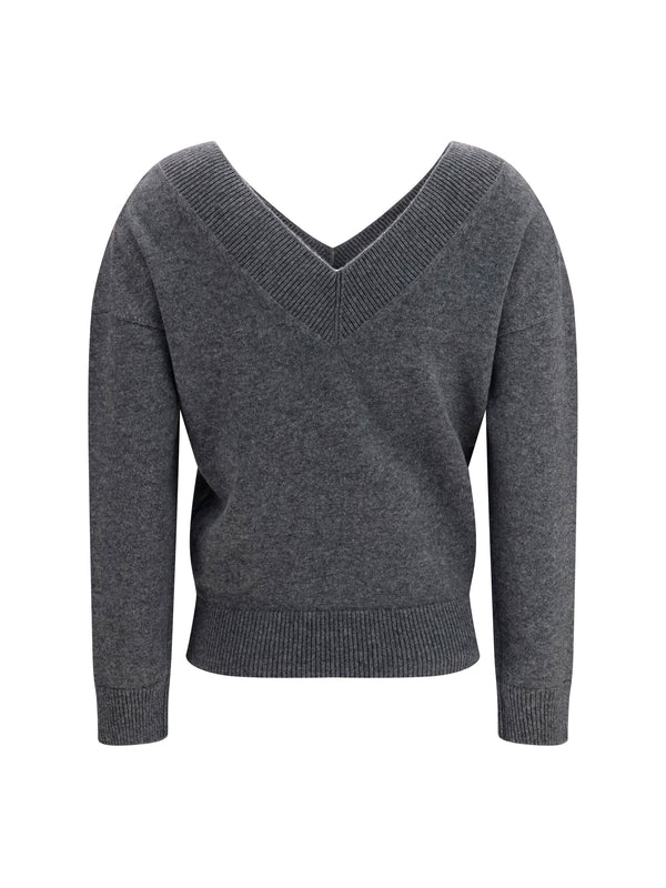 V-Neck Cashmere Sweater Light Charcoal Tops